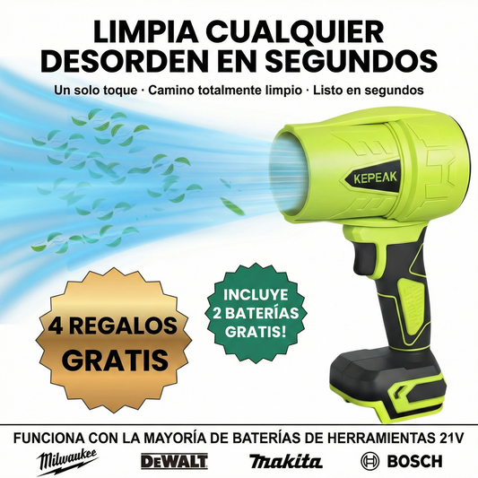 Soplador de Aire KEPEAK Portátil Súper Potente con Maletín y 2 Baterías 21V + Cargador