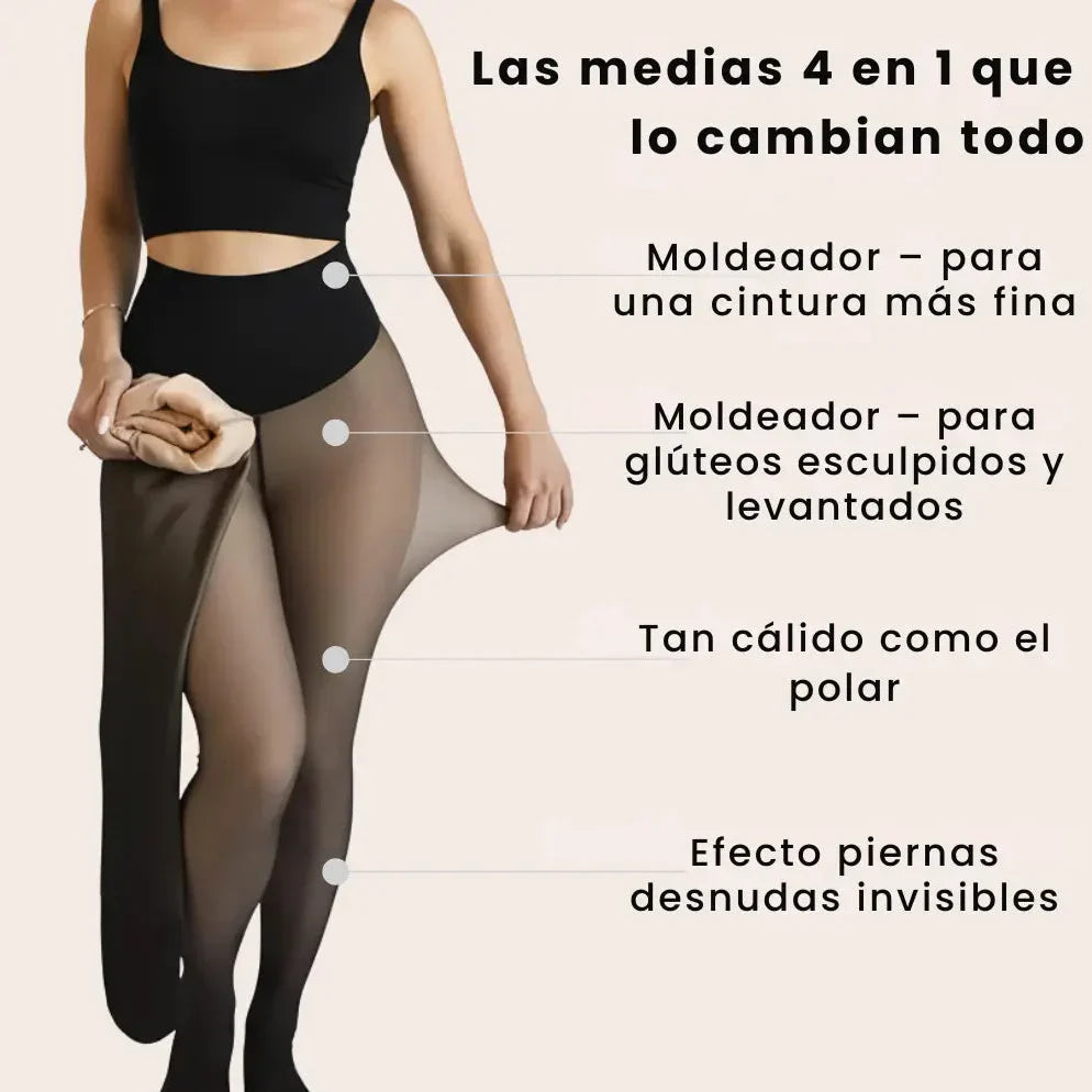 Leggings Transparentes Térmicos con Forro Polar - Control de Abdomen
