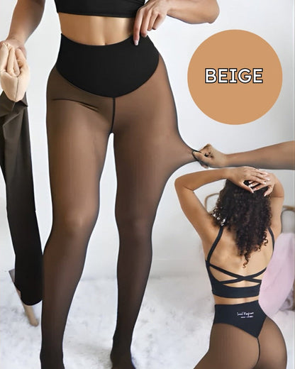 Leggings Transparentes Térmicos con Forro Polar - Control de Abdomen