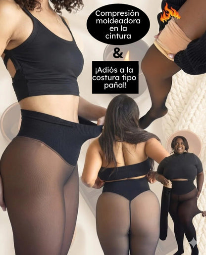 Leggings Transparentes Térmicos con Forro Polar - Control de Abdomen
